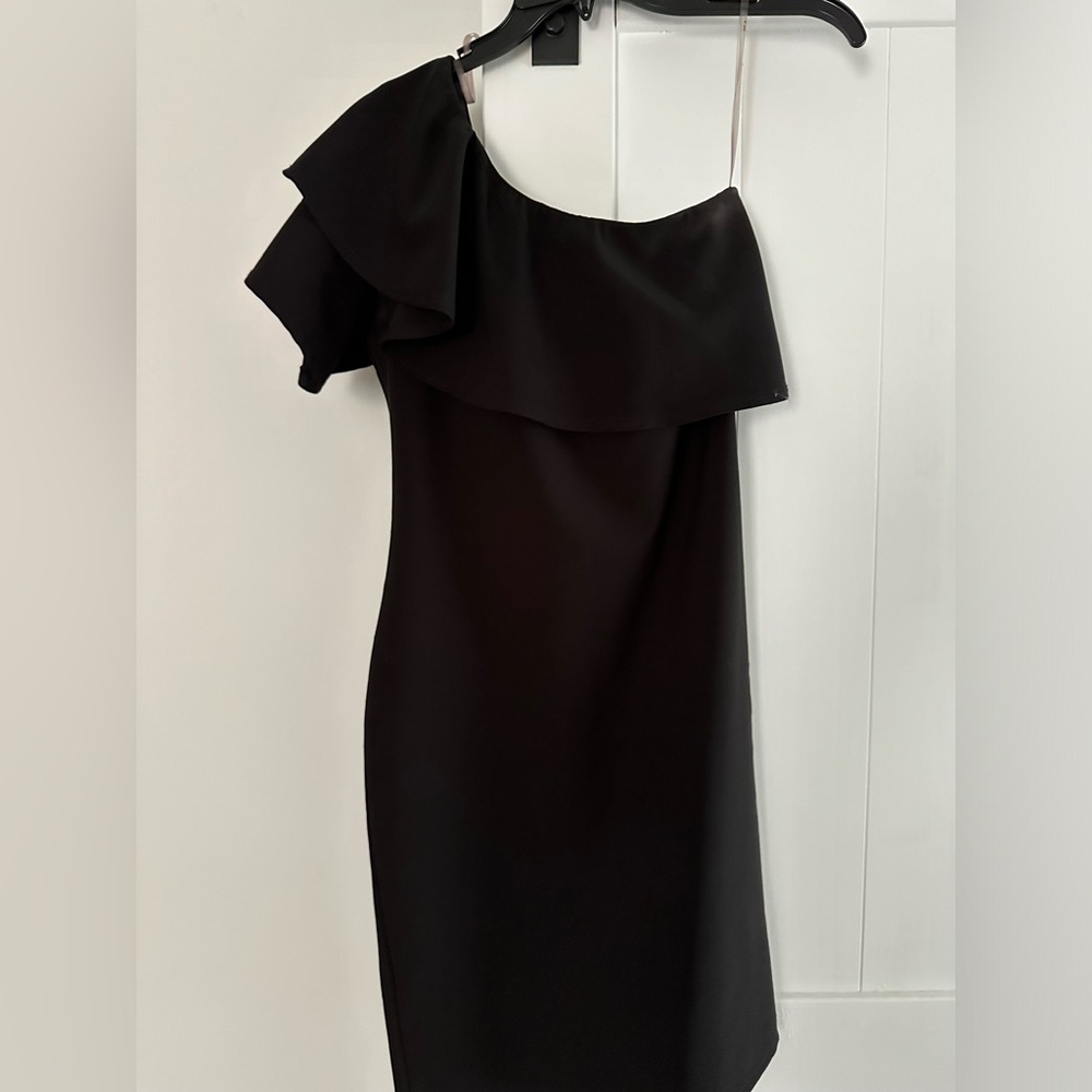 BLVD black one shoulder dress